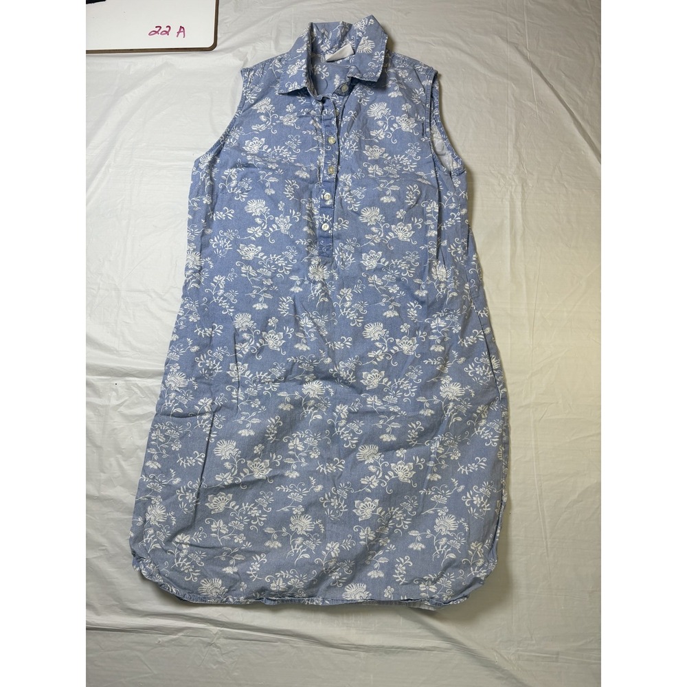 Womens i.b. diffusion blue/whiteβ sleeveless dress size Small, floral w/pockets